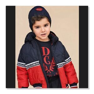 Dolce & Gabbana Kids Down Puffer Jacket - size 2 in Navy/Red